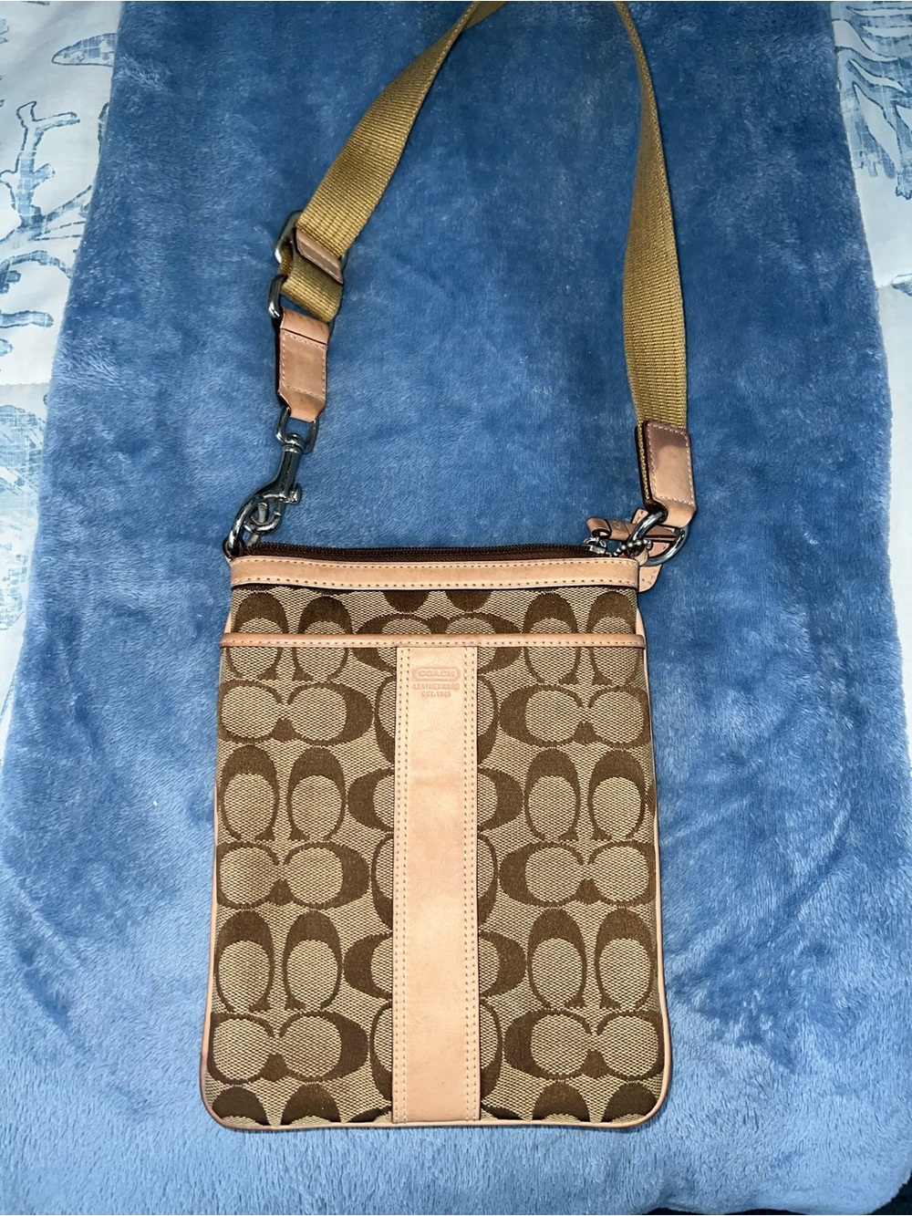 Coach Brown & Tan Signature Canvas Messenger Crossbody